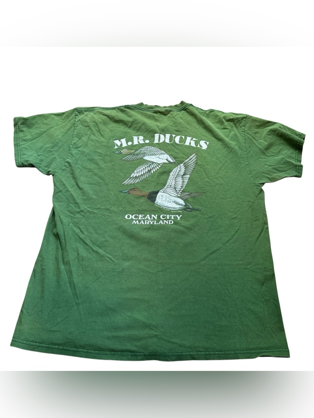 VIntage 1994 M.R. Duck  T-Shirt Nature Pocket Ocean City Maryland Green Sz XL